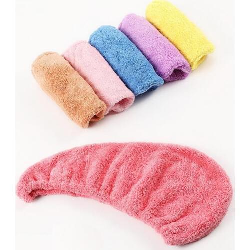 Korean Style Hair-Drying Cap Soft Coral Velvet Towel for Hair Lint-Free Absorbent Hair Towel Elastic Bathroom Towels Brand