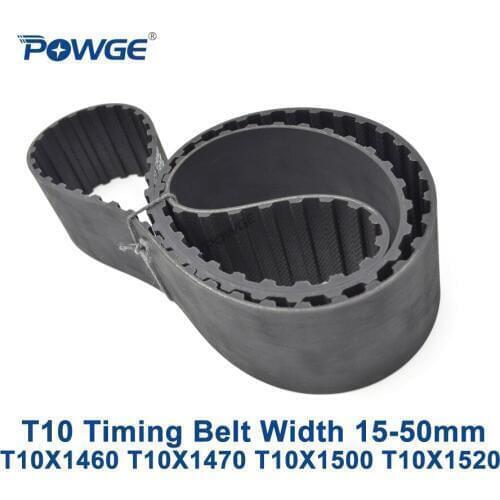 POWGE T10 Synchronous timing belt C=1460/1470/1500/1520 Width 15/20/25/30/40/50mm Rubber T10X1460 T10X1470 T10X1500 T10X1520
