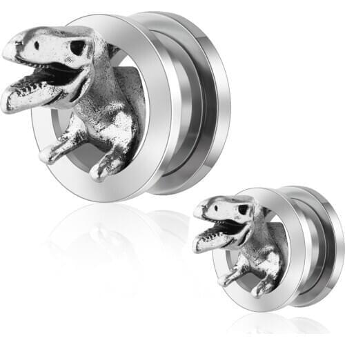 Steel Ear Flesh Tunnel Plugs Anodized 3D Animal Hollow Screw Earlet Gauges Expander Piercing Jewelry Stretcher Taper Kit