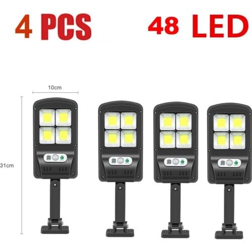 4pcs remote 48 led Solar Light Outdoor Solar Lamp Powered Sunlight 3 Modes PIR Motion Sensor for Garden Decor Wall Lamps Street
