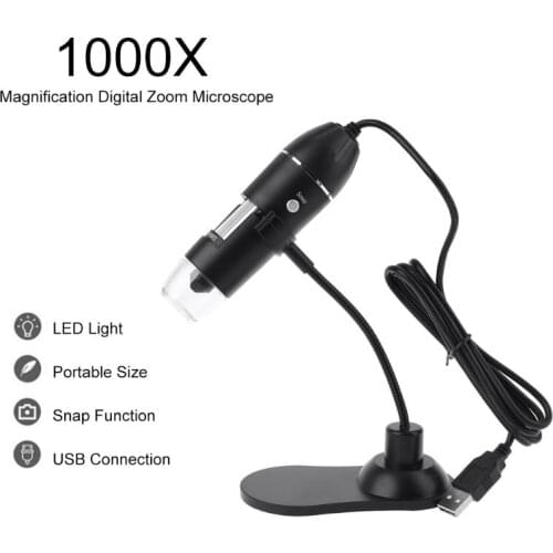 USB Digital Microscope 8 LED 1000X Electronic Endoscope Zoom Camera Magnifier Protable with Stand Holder for Windows Mac