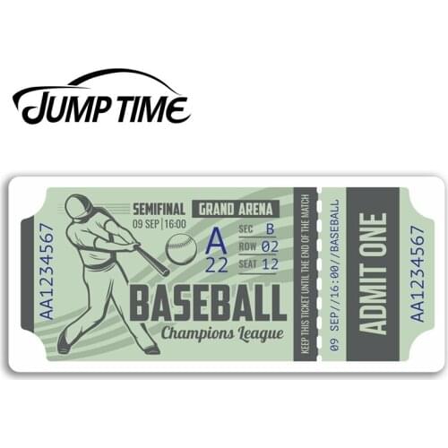 Jump Time for Baseball Ticket Vinyl Stickers Sports Men USA Sticker Laptop Auto Bumper Motor Decal Waterproof Car Accessories