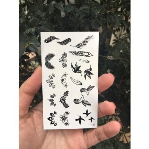 2018 New Waterproof Temporary Tattoo Sticker Lace feather flower bird tatto flash tatoo fake tattoos for Woman Man