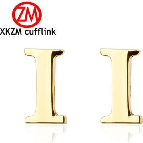 High Quality Men Cuff Links New French Cufflinks Golden Plating Brand letter I Design Style Men Cufflinks Wholesale&retail