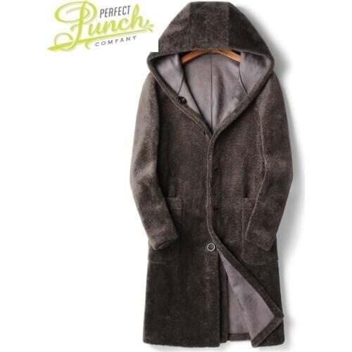 Winter 100% Wool Coat Men Real Sheep Shearling Fur Long Coats Double-side Wear Suede Jacket Chaqueta LSY088421 MY1704