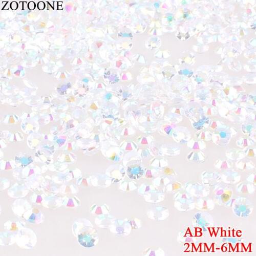 ZOTOONE DIY 2-6MM Stones And Crystal AB White Strass Resin Flatback NON-Hotfix Rhinestones Clothes Nails Art Decoration 1000Pcs