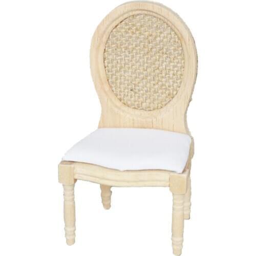 1/12 Dolls House Miniature Wood Chair Modern Armchair Settee with Mat Toy