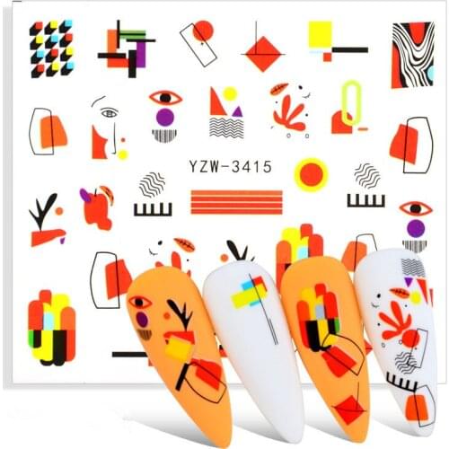 1 Sheet Abstract Lady Face DIY Nail Decals Water Butterfly Flowers Leaves Sliders Paper Nail Art Decor Sticker Manicure Tools