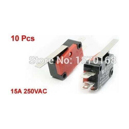 10 Pcs V-152-1C25 15A 250V AC SPDT 1NO 1NC 3Pin short straight hinge lever limit switch micro