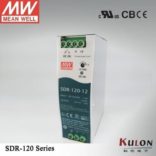 120W 24V 5A Meanwell SDR-120-24 Single Output Industrial DIN Rail Power Supply with PFC slim single phase