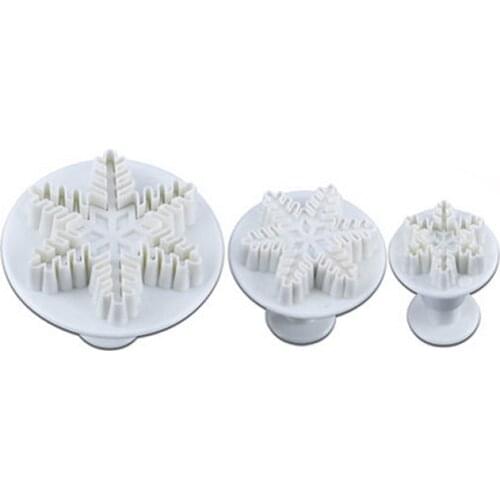 3 PC/Set Snowflake Cake Cookies Biscuit Decorating Plunger Fondant Sugarcraft Tool Gift GH002