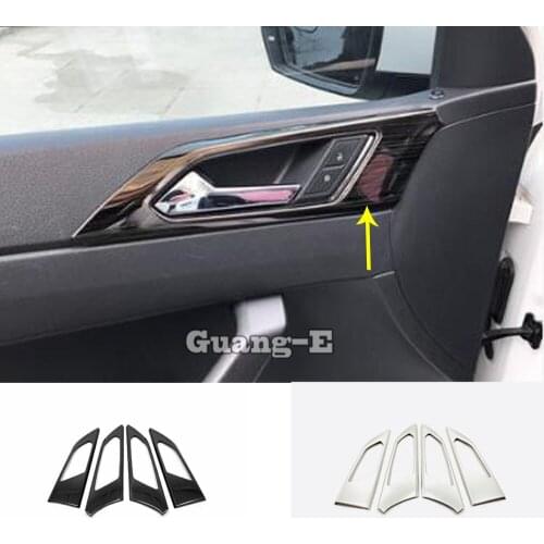 Car Body Stick Trim Stainless steel Door Inner Built Handle Bowl Frame 4pcs For Volkswagen VW Polo Hatchback 2019 2020 2021 2022
