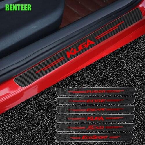 4pcs Carbon Fiber Car Door Protection Sticker For Ford Fiesta Mondeo Fusion Explorer Escape Edge Ecosport Kuga