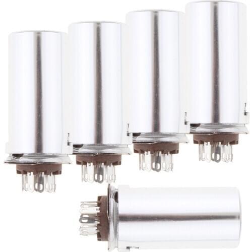 5 Pieces 9 Pin Bakelite Vacuum Tube Socket & 40mm Cap For 12AX7 ECC83 E88CC