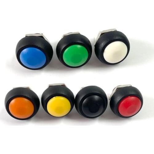 7Pcs PBS-33b 2Pin Mini Switch 12mm 12V 1A Waterproof momentary Push button Switch since the reset Non-locking