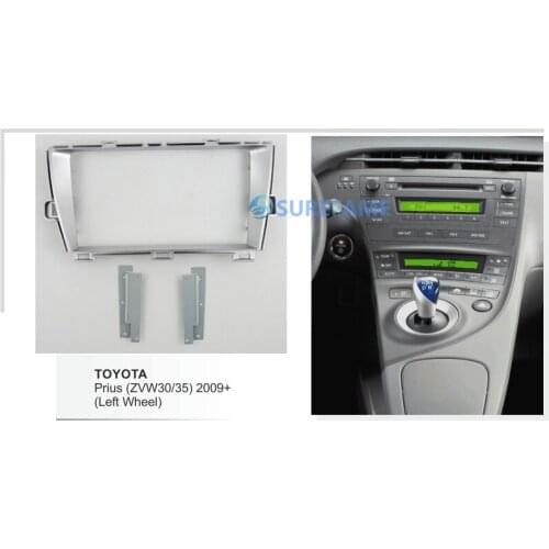 9 inch Car Fascia Radio Panel for TOYOTA PRIUS (ZVW30/35) 2009+ (Left Wheel,Silver) Facia Dash Kit Adapter Bezel Plate Trim