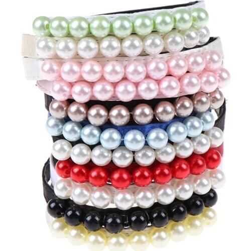 Fashion Imitation Pearl Heels Band Shoe Accessory Decoration Elastic Straps For Women Shoelace 1Pair F