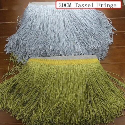 Gold Silver 20cm Tassel Fringe Trimming For Clothing Sewing Latin Dress Stage Clothes Home Decoration Lace Trim DIY Accessories