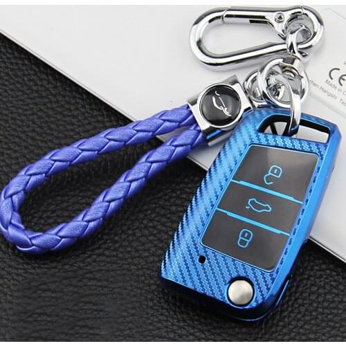TPU Car Key Case Cover Holder Key Chain Ring for VW Volkswagen Tiguan Golf 7 Mk7 Polo For Skoda Kodiaq Rapid Octavia Protector