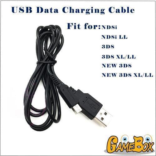 50PCS/LOT Black USB Power Charging Cable For Nintend DS i/DS i LL/3DS/3DS XL LL/NEW 3DS/NEW 3DS XL/LL USB Data Cable