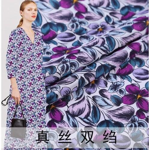 Digital inkjet silk crepe de chine fabric14 mm printing micro-transparent clothing dress silk fabric wholesale silk cloth