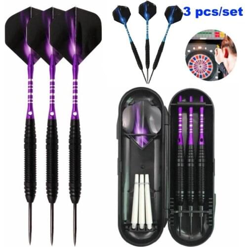 Dart Flights 3pcs/set Professional Darts Needle Darts Free Carry Box Black Golden Color Steel Tip Darts with Brass Darts Shafts