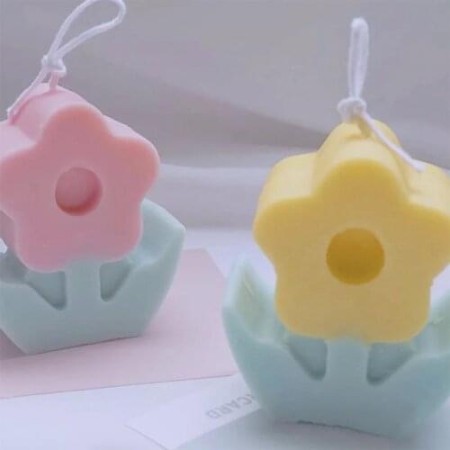 PRZY Molds Fondant Mould 3D Small Flower Five Petal Flowers Silicone Scented Candle Creative Flower Chocolate Baking Mold Soap