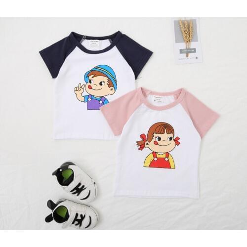 Toddler Girls T-shirts Cotton Casual Shirts for Boys Cartoon Print Kids Clothing 2019 Summer Toddler Baby Clothes New Arrival