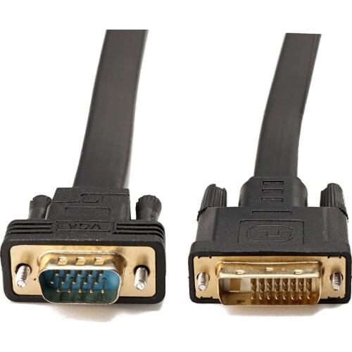 GREATLINK Dvi-d vga cable adapter DVI-D 24 1 to VGA converter dvi-d to vga with Flat Cable for Projector Monitor PC,Black 6FT