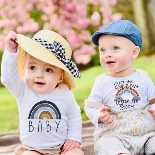 Rainbow Baby Bodysuit Baby Autumn Long Sleeve Shirt Rainbow Gift New Baby Boys Girls Shower Present Casual Jumpsuit Onesie