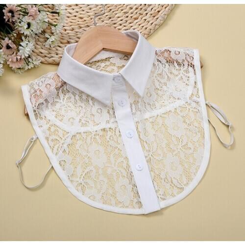 Linbaiway Floral Fake Collars for Women White False Collars Embroidery Lace Detachable Collar Faux Col Lapel Blouse Decoration