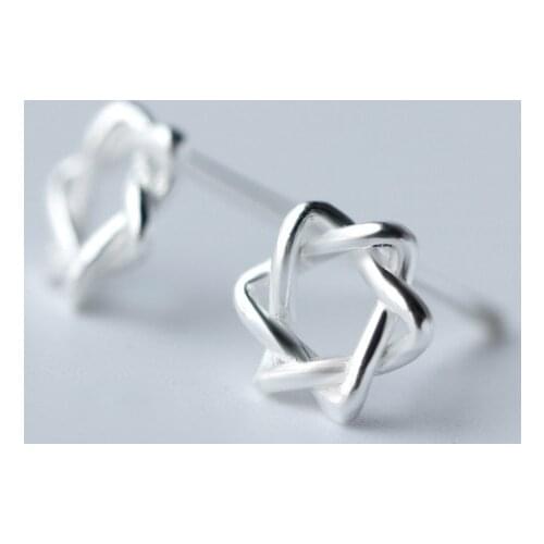 Modian Simple Star Flower Line Stud Earrings Fashion Cute Charm Geometric 925 Sterling Silver Jewelry Female Tiny Earring Gift