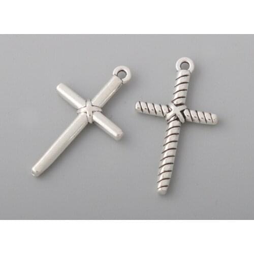 Fashion Antique Silver Color Alloy Cross Charms Wholesale 20pcs 15*26mm AAC1031