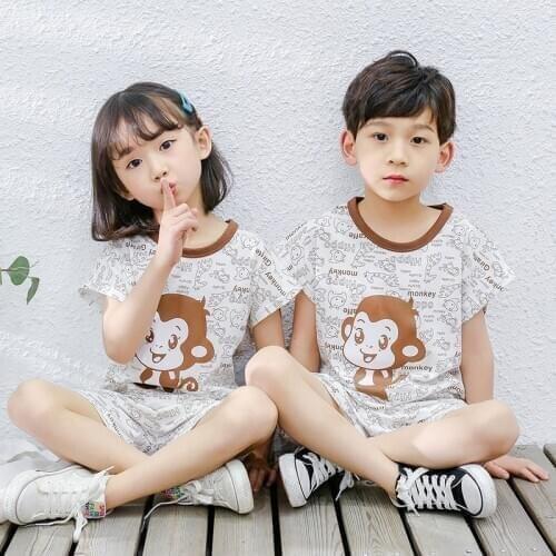 Cartoon Pajamas for Children Summer Cotton Short Sleeve Sleepwear Kids Pyjamas Girls Baby Boy Clothes Child Clothing Sets
