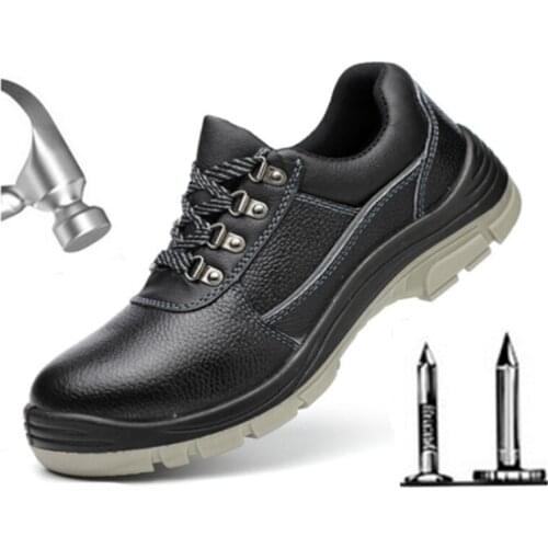 Mens Genuine Leather Waterproof Breathable Non-slip Wear-resistant Work Boots Steel Toe Cap Anti-piercing Work Safety Shoes Men