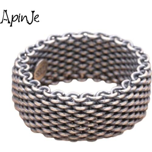 Apinje 925 Sterling Silver Ring for Men Personality Creativity Man Thai Silver Fashion Jewelry Mens Rings