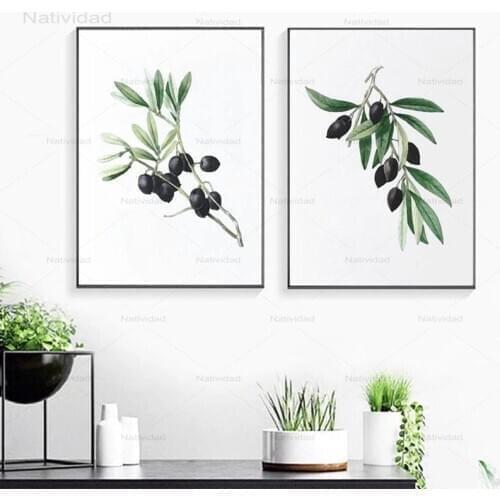 Wall Pictures Nordic Green Plant Olive Branches Posters and Prints Botanical Art Frameless Canvas Painting Home Room Decorative