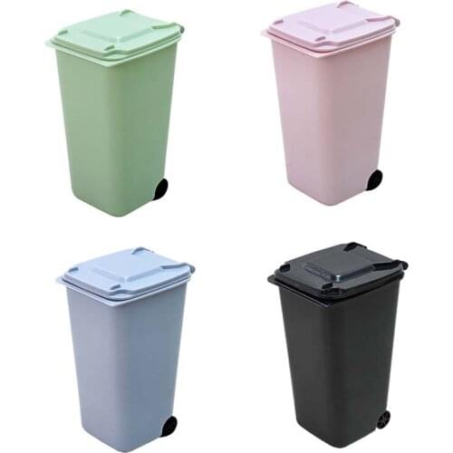 Mini Desktop Trash Can Plastic Waste Bins With Lid Household Clean Trash Desk practical mall Scissors Pencil Office Supplies NEW