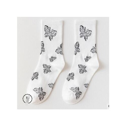 100pairs/lot fedex fast Women Socks Cotton Autumn Winter Fashion butterfly crew cotton socks black white cotton socks