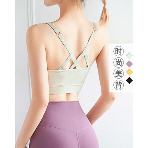 2021 new running fitness shockproof sports bra fashion triangle cross back Yoga underwear
