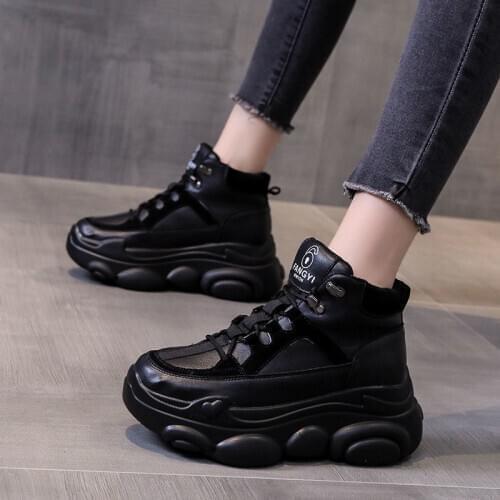 European Station Platform Shoes 2020 New All-match Platform White Shoes Female Elevator Sports Dad Trendy Shoes