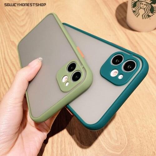 Shockproof Armor Matte Case For iPhone 12 Pro 11 Pro Max X XR XS Max SE 2020 7 8 Plus Luxury Silicone Bumper Clear Hard PC Cover