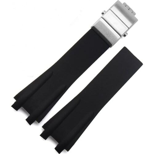 Watch accessories silicone strap 26mm for Athens Ulysse Nardin watch series double press folding buckle men rubber sports strap