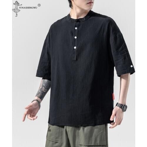 Summer Spring Fashion Leisure Japanese Style Mens Kimono Shirts Loose Sleeve Shirt Men Blouse Solid Shirts Mens Brand Clothing