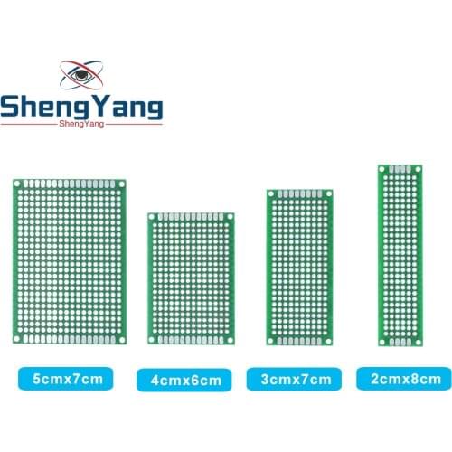 ShengYang Dropshipping 4pcs 5x7 4x6 3x7 2x8cm double Side Copper prototype pcb Universal Board Fiberglass board for Arduino