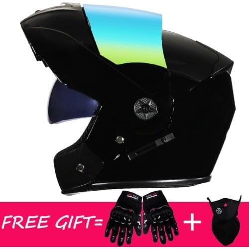 2 Gifts Unisex Racing Motorcycle Helmets Modular Dual Lens Motocross Helmet Full Face Safe Helmet Flip Up Cascos Para Moto kask