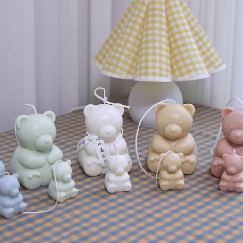 2 Sizes 3D Cute Gummy Bear Silicone Handmade Aromatherapy Candle Mold DIY Soap Chocolate Mould Home Ornament Decoration Tools