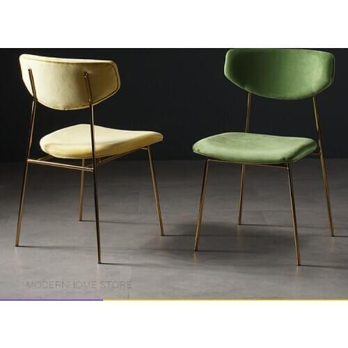 Modern Nordic Design Fashion Luxury stainless steel Gold Black Colorful Lint Leather Upholstered soft cover dining chair 1PC