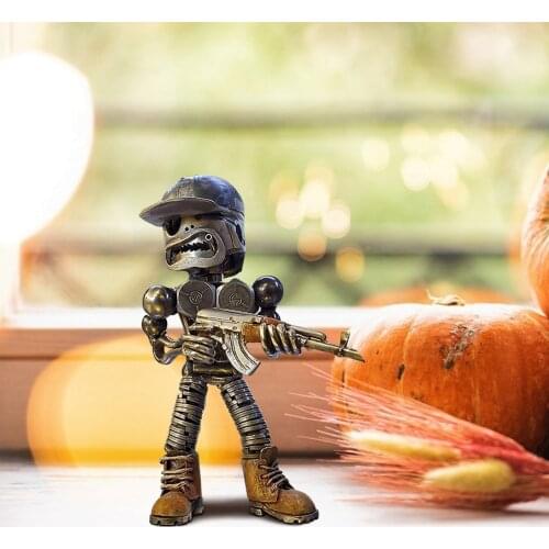 Skeleton Soldiers Ornaments Cool Machine Guns Soldiers Machine Gunner Figurines Miniatures Adornos Para Casa Dekoration