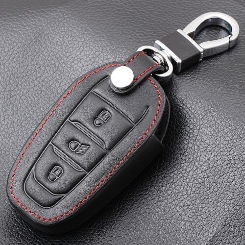 VCiiC Genuine Leather Smart Remote Key Case Cover For Peugeot 3008/508/2008 For Citroen C4L/DS6/C6/DS5 Car Styling L80